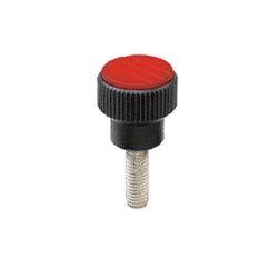 Rýhovaná ovládací matice s vnějším závitem M8 x 40 mm červenočerná